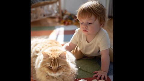 Baby, cat and happiness