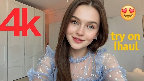 4k printed blue transparent try on haul | see through transparent lingerie & bikini try on haul