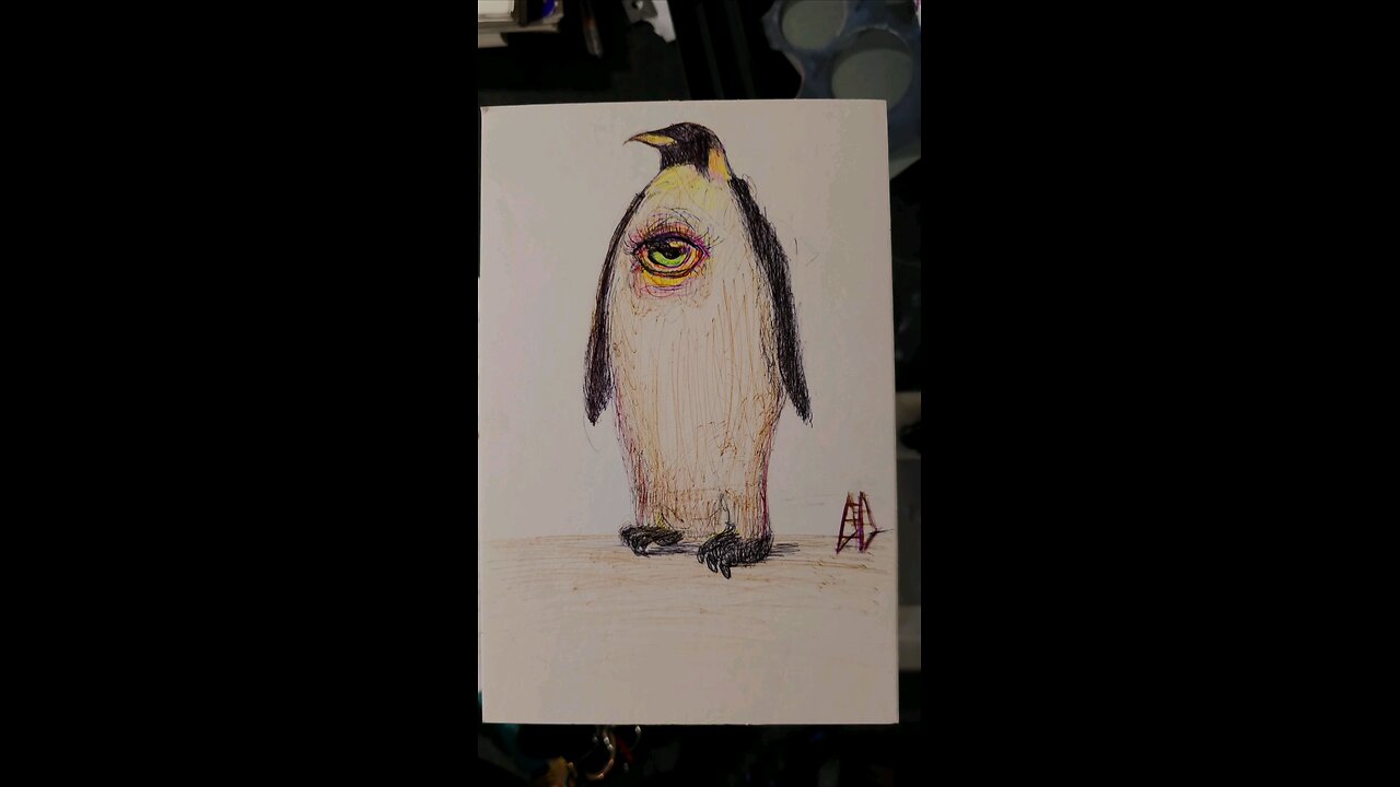 I quick doodle of a #penguin #art #ballpenart#penguin
