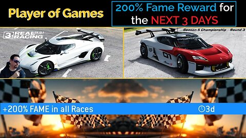 T-Minus 69 DAYS: 200% FAME Reward for the NEXT 3 DAYS in Real Racing 3 - Fri 9th - Sun 11th Jan 2026
