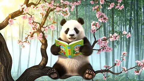 Panda Reading a Book on a Tree | Adorable Moment in a Beautiful Setting