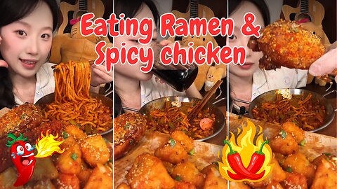 Eating chicken and Ramen | Ultimate Comfort Food Combo! 🍜