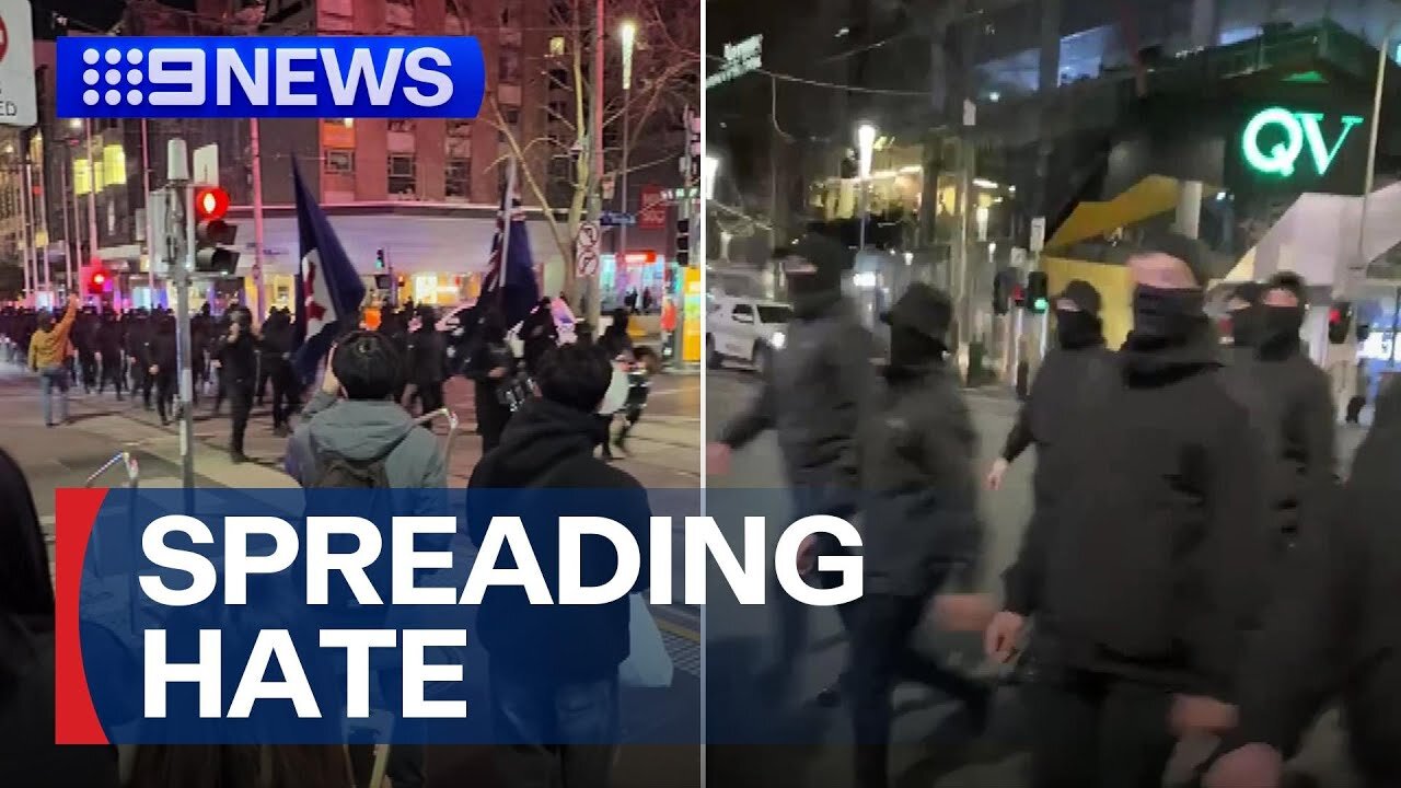 Another Jewish staged event Jewish controlled neo Nazis marching with police escort at 1:00 AM