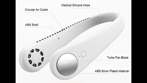 Portable Hanging Neck Electric Fan, with USB Charging, 360°Annular Soft Wind