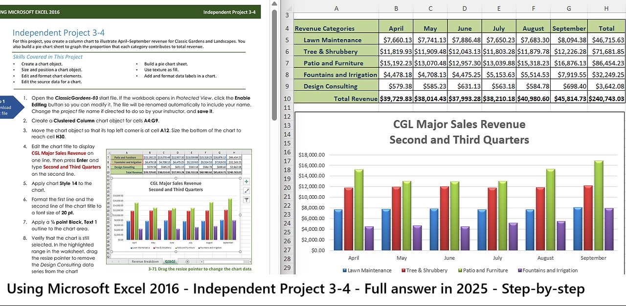 USING MICROSOFT EXCEL 2016 - Independent Project 3-4 - Classic Garden - Full answer in 2025