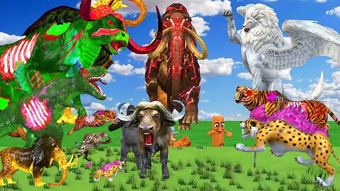 Giant Mammoth Cow vs Italian Brainrot vs Giant Dinosaur fight TRALALERO TRALALA