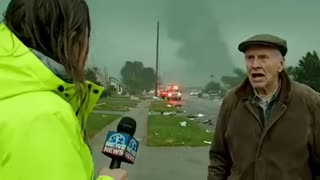 Breaking: Whets this old man doing out in this storm? #funny #aivideo #tornado