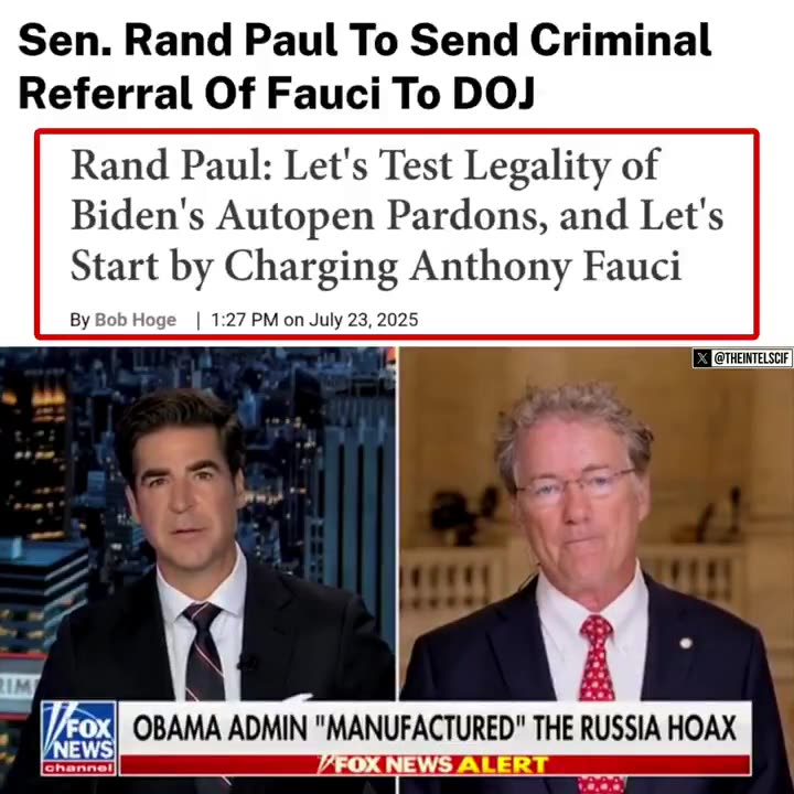 FAUCI will be joining OBAMA for criminal prosecution as Rand Paul sends criminal referral to DOJ