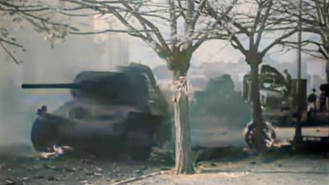 Hungary late 1944 armoured conflict 🇭🇺 Tanks clash in war-torn landscape ⚔️ #Colourized