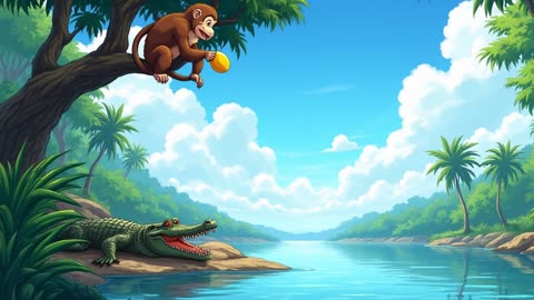 The Clever Monkey and the Cunning Crocodile #cartoon #animation