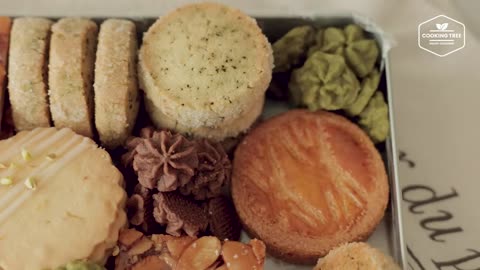 맛있는 5가지 쿠키! 쿠키 박스 만들기 - 5 Delicious Cookies! Cookie Box Recipe - 플로랑탱,사브레,갈레트브루통,버터쿠키 - Cooking tree