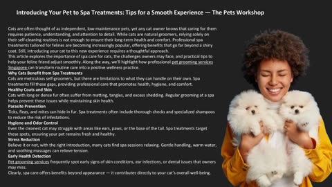 Introducing Your Pet to Spa Treatments: Tips for a Smooth Experience — The Pets Workshop