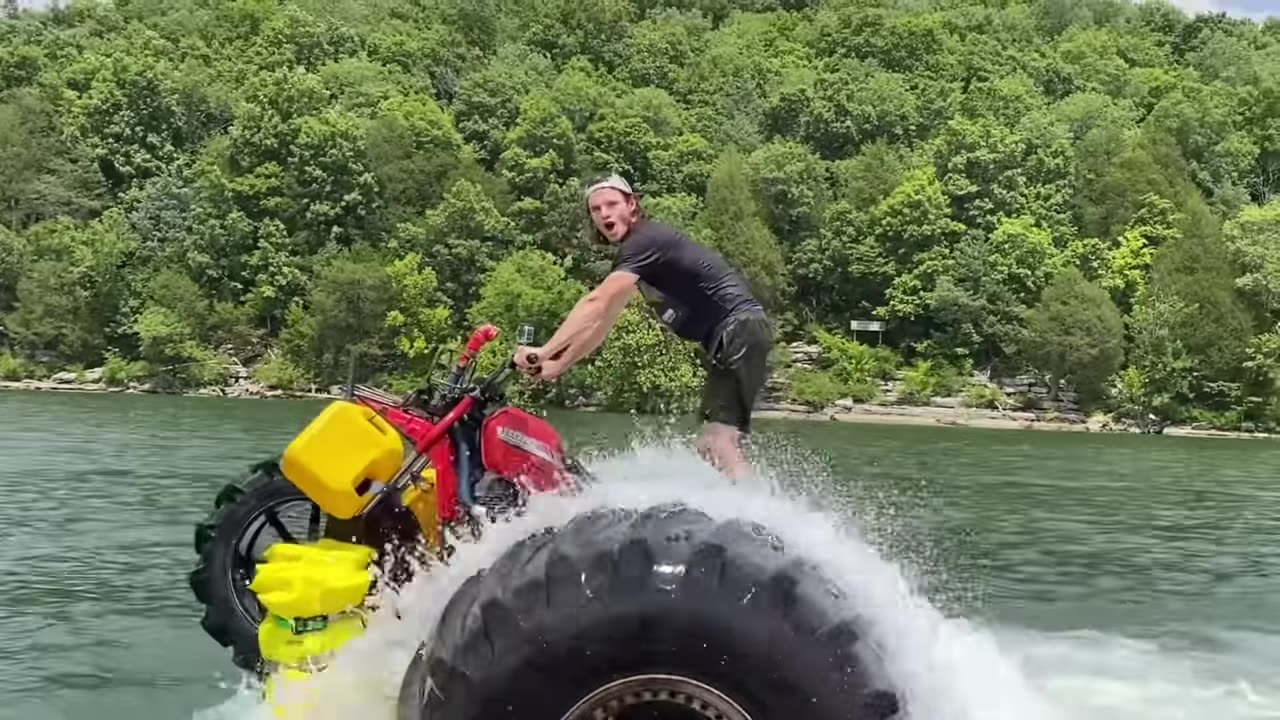 Monster 3 Wheeler Crosses an Entire Lake