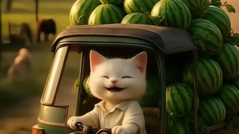 Poor Kitten's watermelons were broken by frnds🥺 but Kitten never give up |HeartBroken|