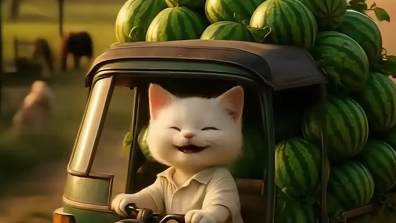 Poor Kitten's watermelons were broken by frnds🥺 but Kitten never give up |HeartBroken|