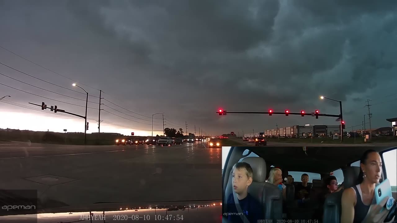 Family's Dash Cam of Derecho 100mph Storm in Grimes, Iowa on August 10, 2020