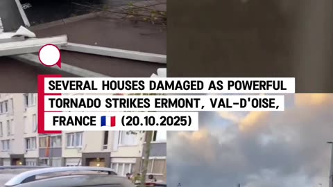 Several houses damaged as powerful tornado strikes Ermont, Val-d'Oise, France 🇫🇷 (20.10.2025)