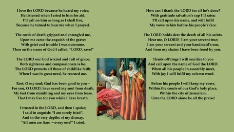 Psalm 116 in full. Tune: Eventide