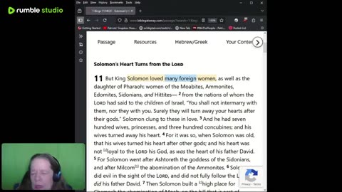 Journey Through The Bible -- 1 Kings 11 -- King Solomon Turns His Heart Away From Jehovah 07242025