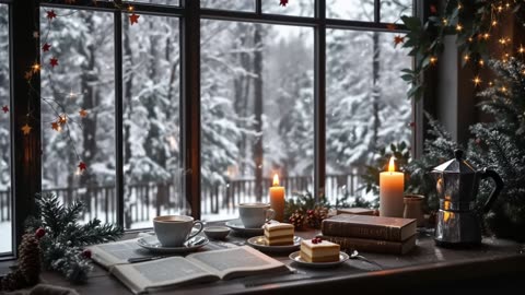 Cozy Winter Ambience ☃️🎄Smooth Jazz Christmas Music in Cozy Coffee Shop Ambience