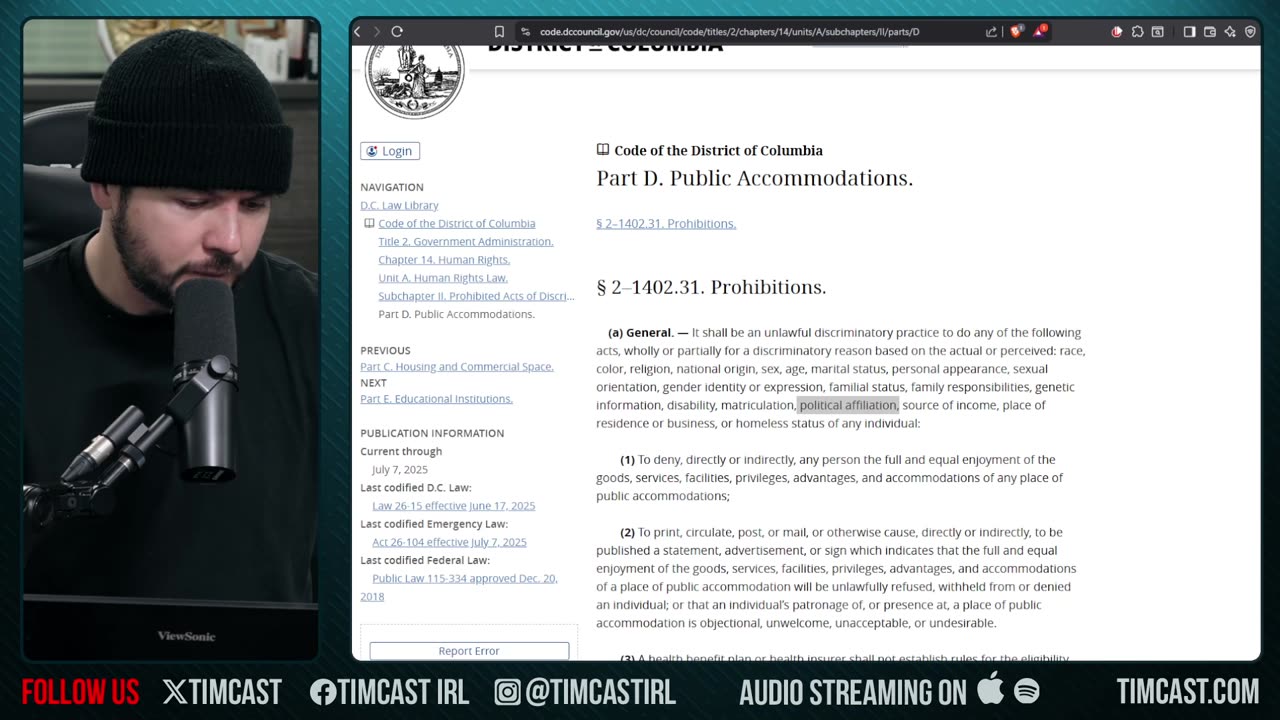 Tim Pool Discriminated Against