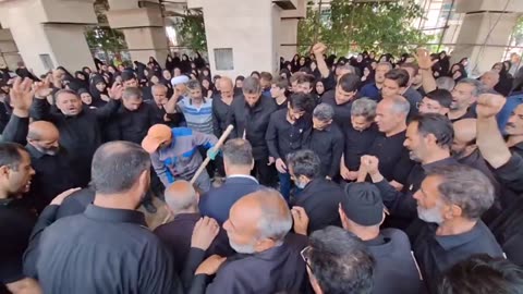 Today at a funeral in Iran. The chants are: Death to Israel, Death to America
