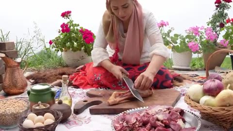 Daily Village Life IRAN | Baking Bread and Cooking Lamb Leg Abgoosht