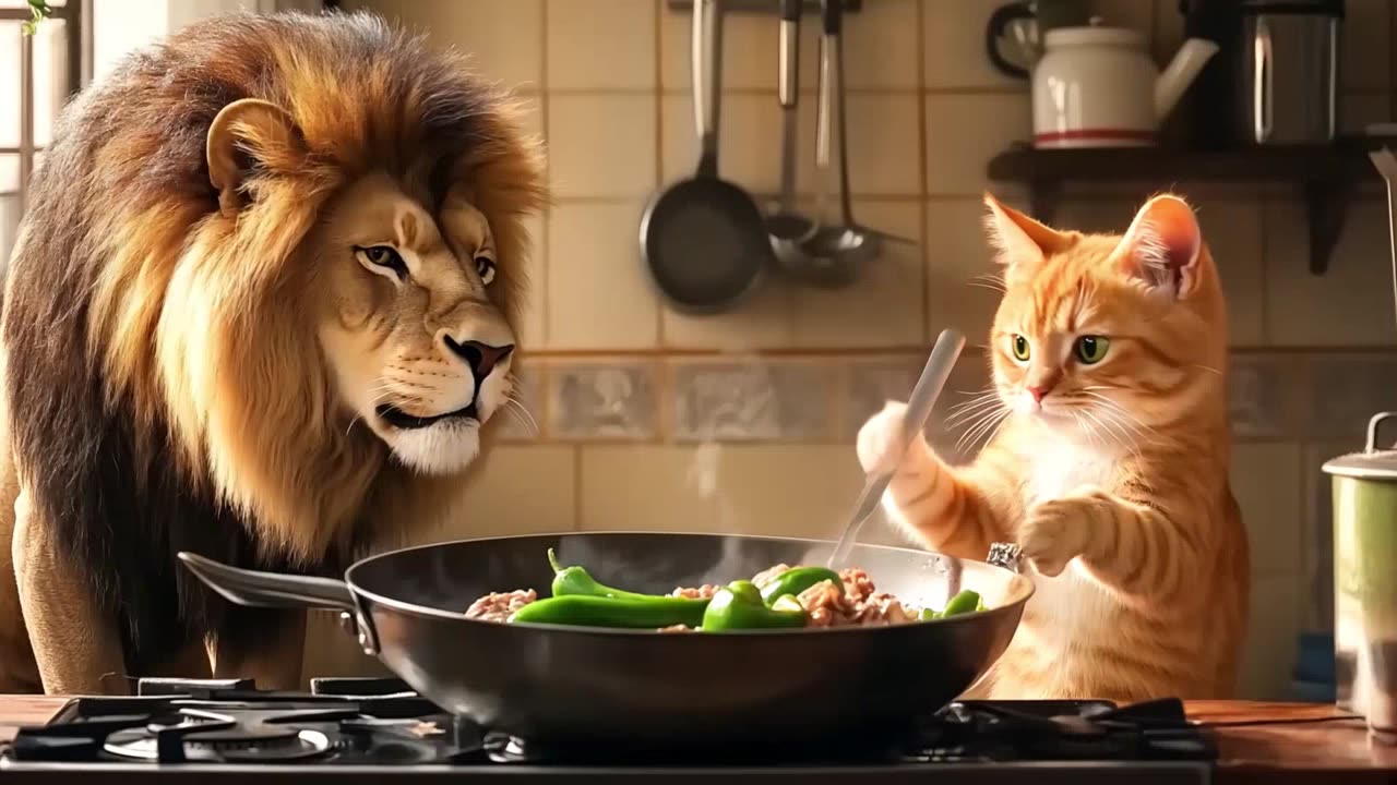 How a Tiny Cat Became a Hero by Saving an Injured Lion #cat #funny #animals