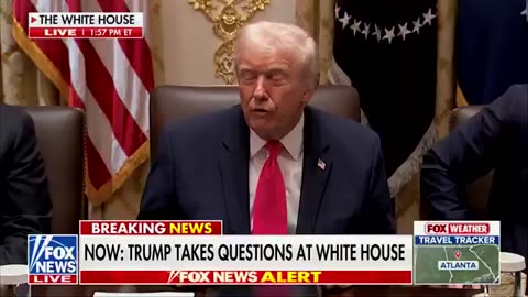 President Trump to media member holding microphone boom: