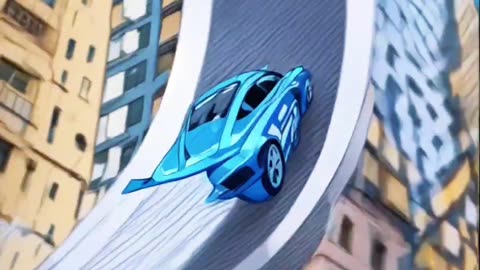 Car on a Roller Coaster in 2050 ! #carstunts #animation