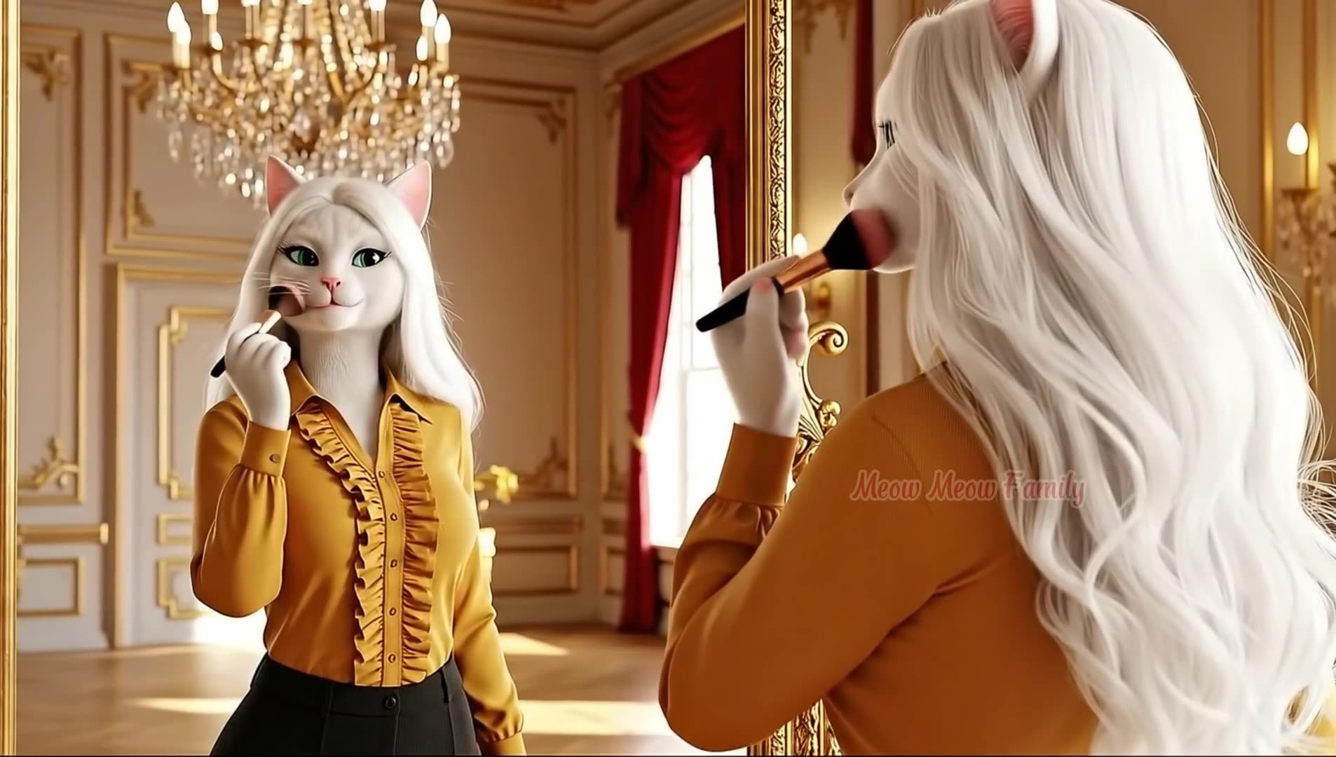 Oh no😱 !The little cat ruined her mother's lipstick💄💋 and the unexpected ending👗#aicat#catshorts#cat