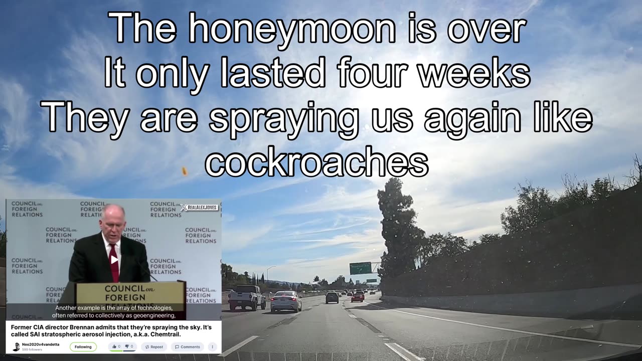 The honeymoon is over It only lasted four weeks They are spraying us again like cockroaches. Link in the description area to watch the video of the former CIA director.
