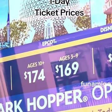 This is the price to get into each Disney Theme Park in Florida...