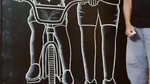Learn to draw a father learn his daughter to bicycle 🚲