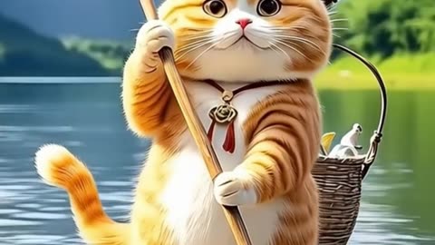 Chubby Cat Gone Fishing