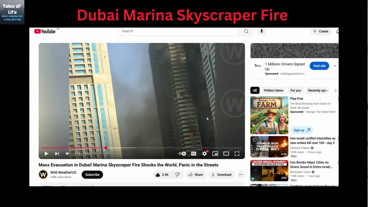 Dubai Marina Skyscraper Fire