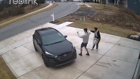 Husband Smoothly Saves The Day As Wife Struggles With Icy Driveway