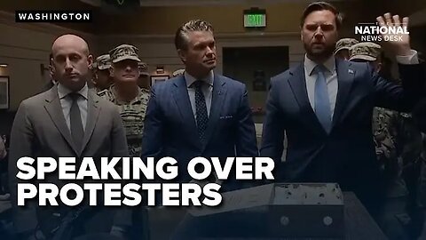 Vance, Hegseth, Miller speak over protesters to National Guard in DC