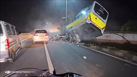 Dangerous Private Bus Accident on NH GST Road, Tamil Nadu 🚍💥