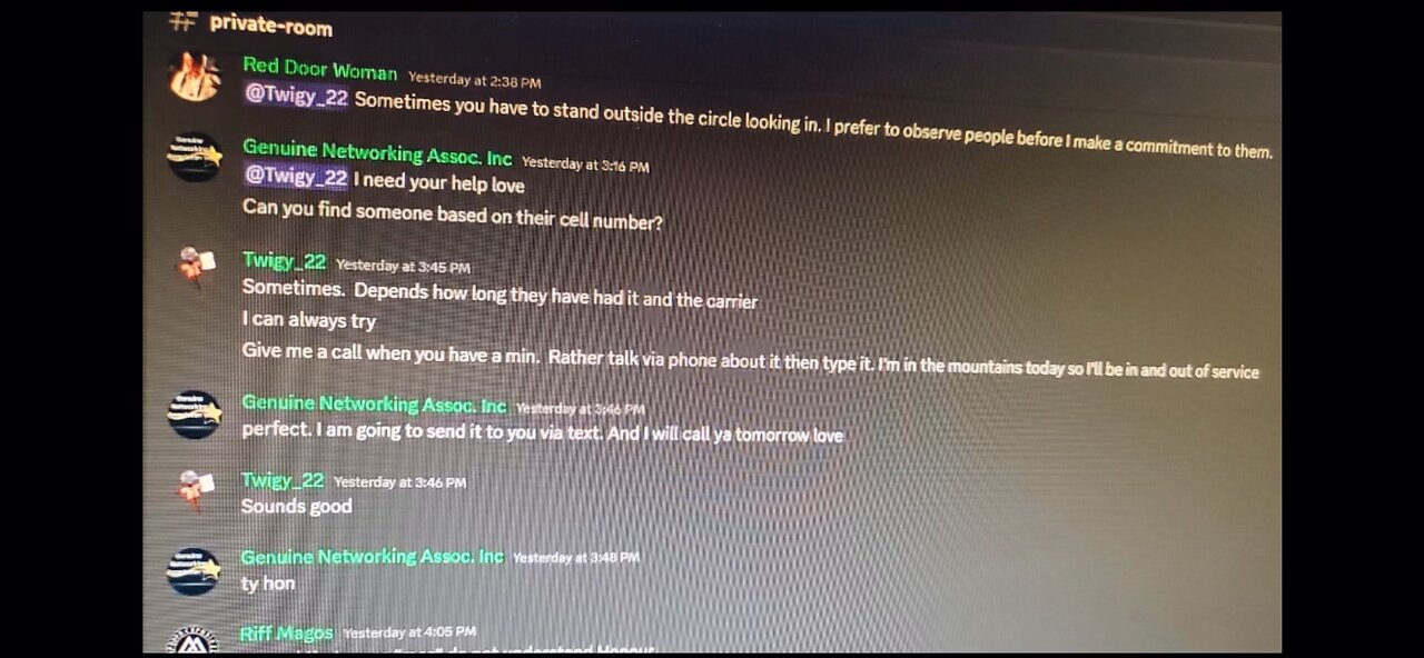 Tami passing gLm’s info in discord servers to stalk her