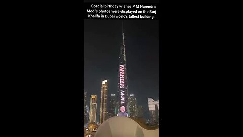 PM Narendra Modi's photos were displayed on the Burj Khalifa in Dubai world's tallest building.