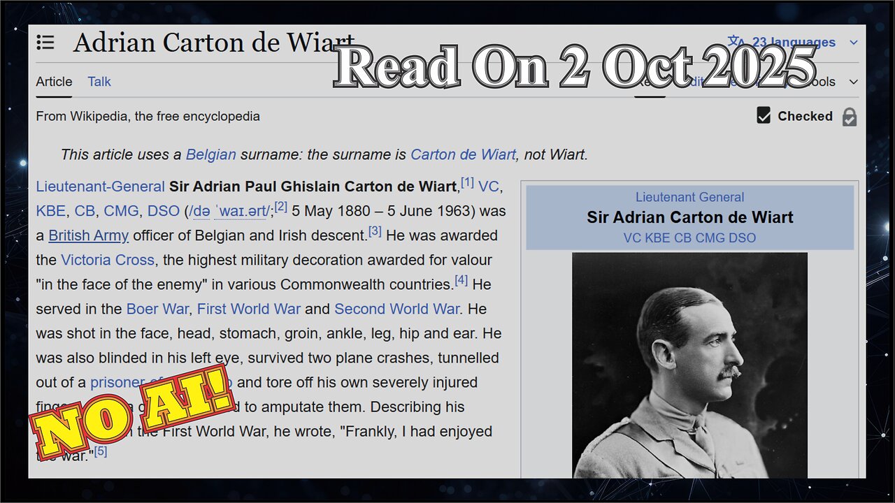 Adrian Carton de Wiart - 2 October 2025