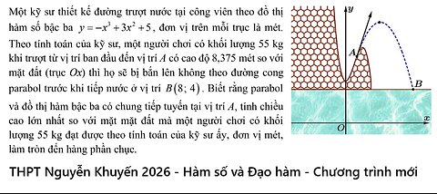 THPT Nguyễn Khuyến 2026: Một kỹ sư thiết kế đường trượt nước tại công viên theo đồ thị hàm số