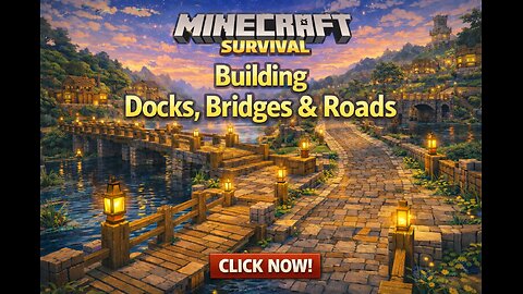Building Docks, Bridges & Roads #Minecraft #MinecraftSurvival #TownBuild #CozyGaming