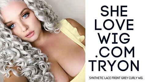 New Curly Hair! Synthetic Lace Front Silver Grey Curly Wig Try-on and Review