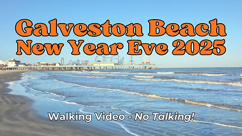 Golden Hour Walk Along Galveston Beach 🌅 Ocean Waves & Relaxing Music | Pleasure Pier Views