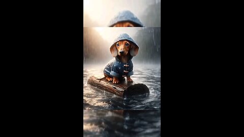 Puppy in the middle of the sea🥹⛈