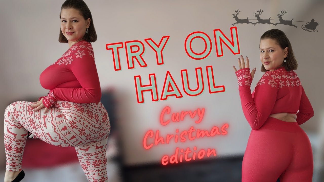 [4K]🎄 Christmas Leggings Try-On Haul | Curvy Model