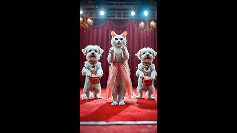 cute cat dance and dogs 🤩