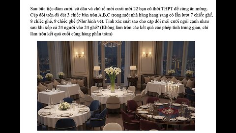 Toán 11: Xác suất: Sau bữa tiệc đám cưới, cô dâu và chú rể mới cưới mời 22 bạn cũ thời THPT để cùng